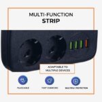 Rallonge Multiprise avec 3USB, 2 Prises,1 type C – Image 2