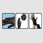 1 paquet de 100 gants jetables noir en vinyle – Image 2