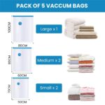 Pack de 5 Sacs de rangement sous vide avec pompe – Image 4