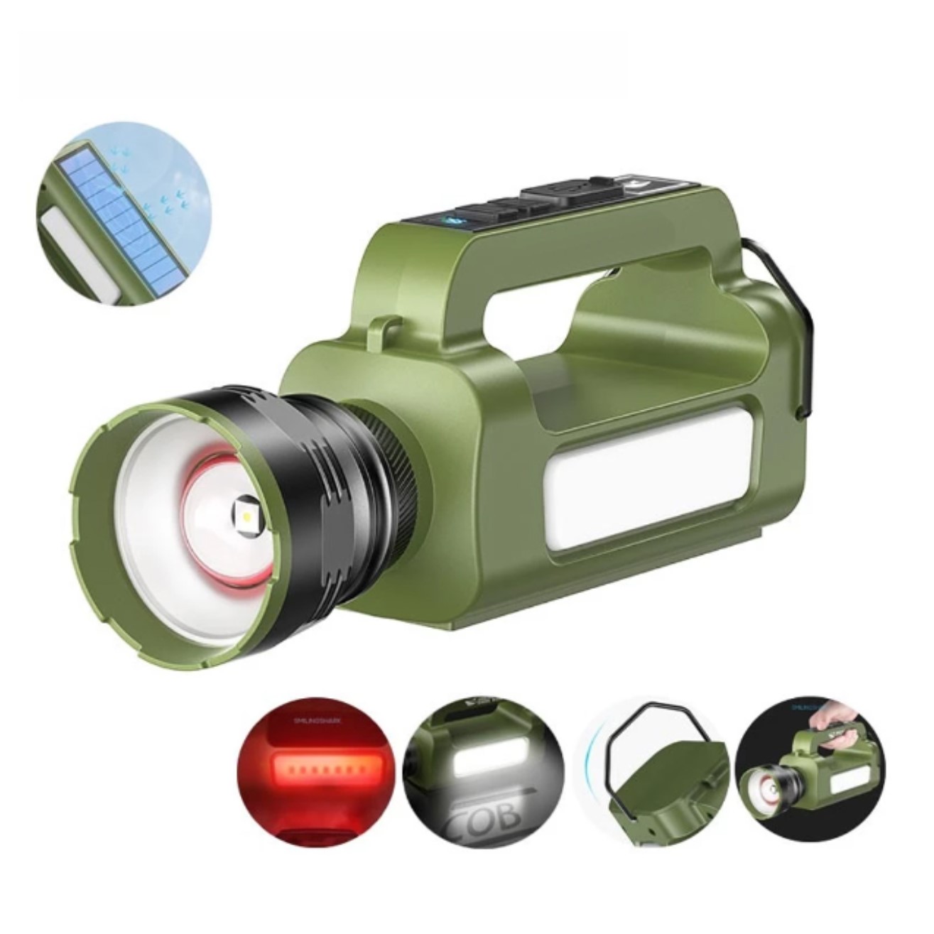 lampe-solaire-poche-solaire-projecteur-portable-panneau-solaire-usb-shopico tunisie-3 Lampe camping-chasse professionnelle – Image 1