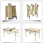 Table de camping pliable beige marron GM – Image 2