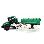 Tracteur avec chariot à 3 animaux réalistes pour enfant