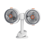 Ventilateur de bureau 2 têtes rechargeable par USB avec clips