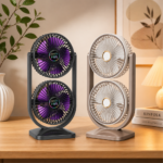Ventilateur superposé 2 têtes rechargeable par USB supérposé