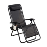 Chaise de Jardin Pliable Réglable avec Appui-tête et Porte-Gobelet – Image 4