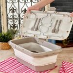 Panier en silicone pliable avec table pour camping 24 L – Image 3