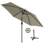 Parasol Beige 3m à 6 Baleines avec Inclinaison et Manivelle + Support Métallique – Image 2