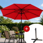 Parasol XL Bordeaux 3 m à 8 Baleines avec Inclinaison et Support Métallique – Image 2