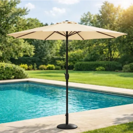 Parasol Beige 3 m à 6 Baleines avec Inclinaison