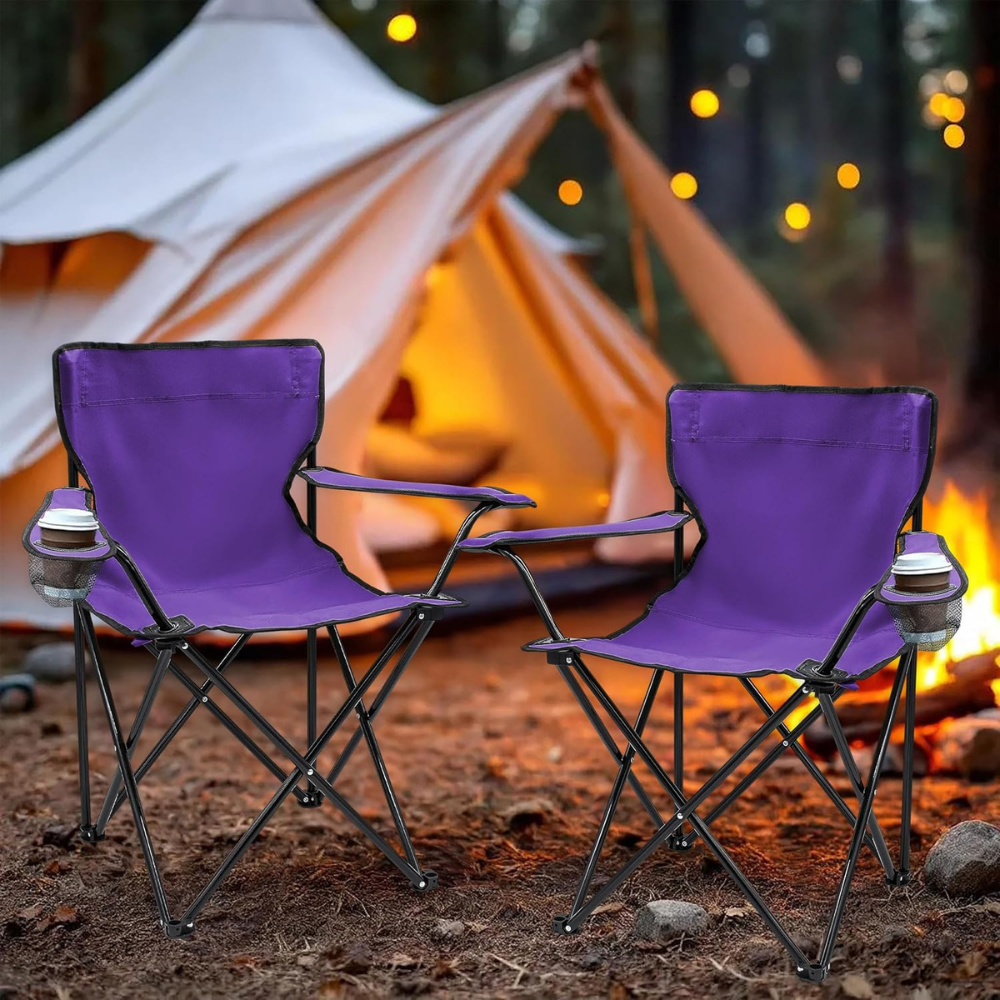 lot de 2 Chaise pliante pour plage et camping Mauve