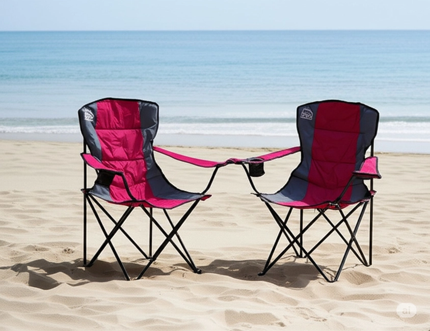 Shopico Tunisie lot de 2 chaises camping pliable grand modele Pack de deux chaises camping grand modèle pliantes – Image 1
