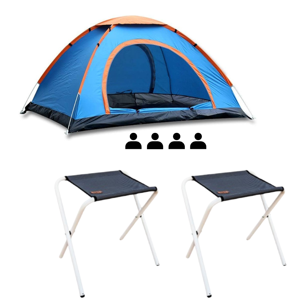 Tente 4 places + 2 tabourets pliants