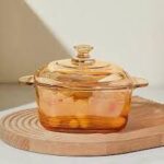 Marmite en Verre Ambré Résistant à la Chaleur avec Couvercle – Image 5