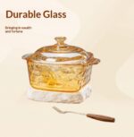Marmite en Verre Ambré Résistant à la Chaleur avec Couvercle – Image 2