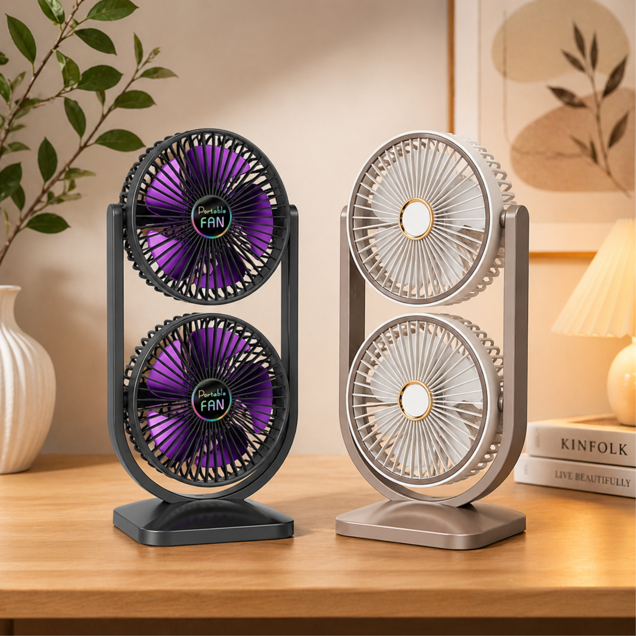 ventilateur 2 tete superposé