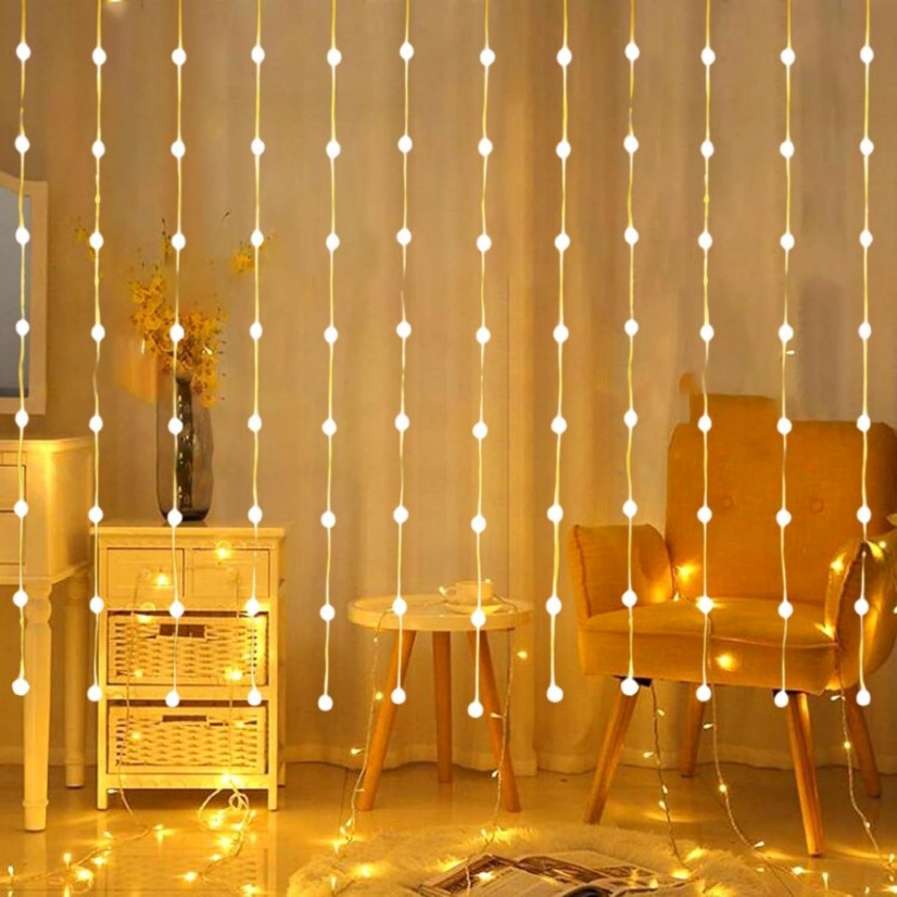 Guirlande Rideau lumineuse pour la maison 3 m -80 LED-8 modes