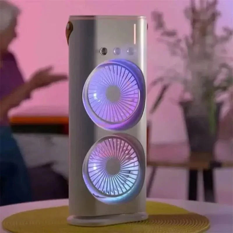 Mini Ventilateur avec Double Spray 90°