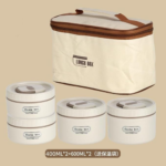 Pack 4 Boîtes à Lunch Ronds avec Sac Isotherme