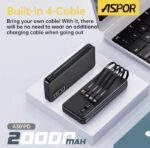 Power Bank 20000 mAh 22.5W – Câbles Intégrés 4-en-1 – Image 3